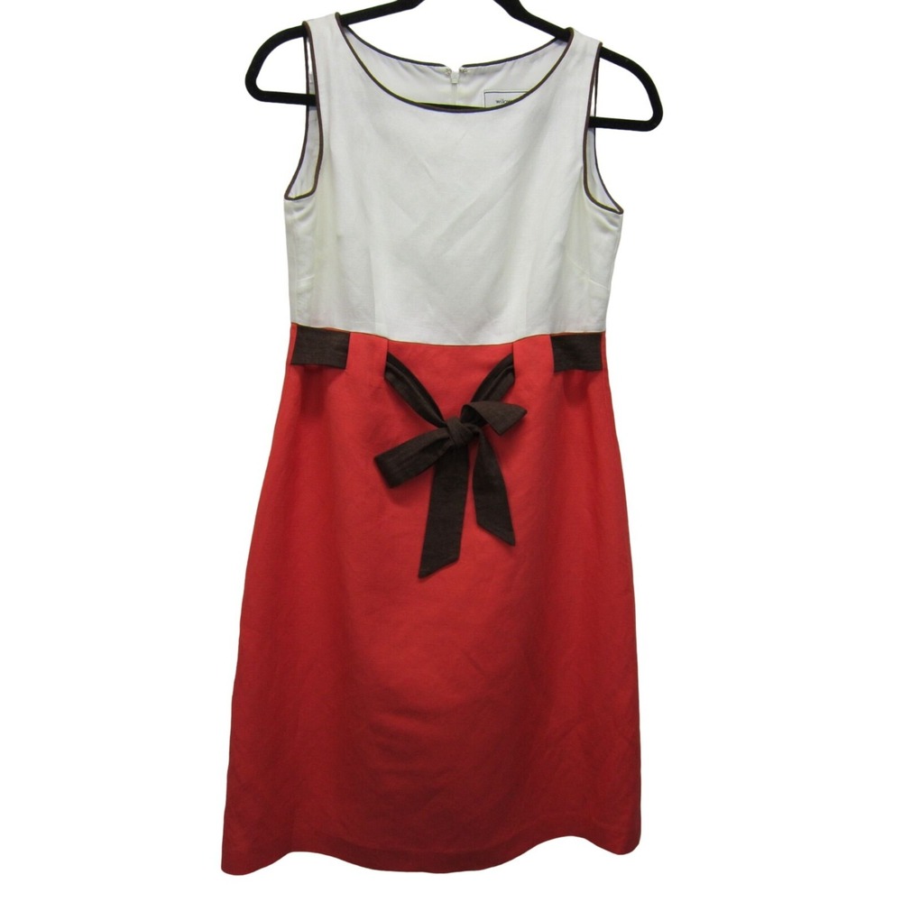Willow Glen Color Block Belted Sleeveless Linen Dress Lined‎ Women's Petite 6